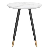 Emery Round Accent Table in White