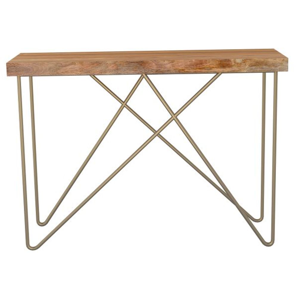 Madox Console Table in Natural & Aged Gold