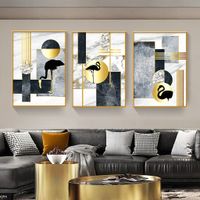 Ripley Glass Golden Leaf Set of 3 - Golden Frame Wall Art