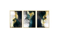 Sense Glass Golden Leaf Set of 3 - Golden Frame Wall Art