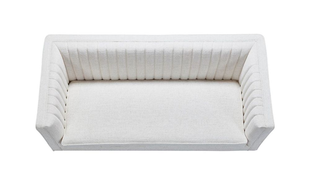 LUIGI Mid Century Fabric  Loveseat - Stardust Ivory