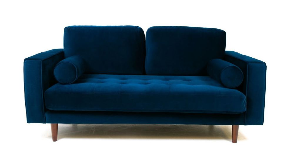 Robbie Velvet Loveseat-Midnight Blue