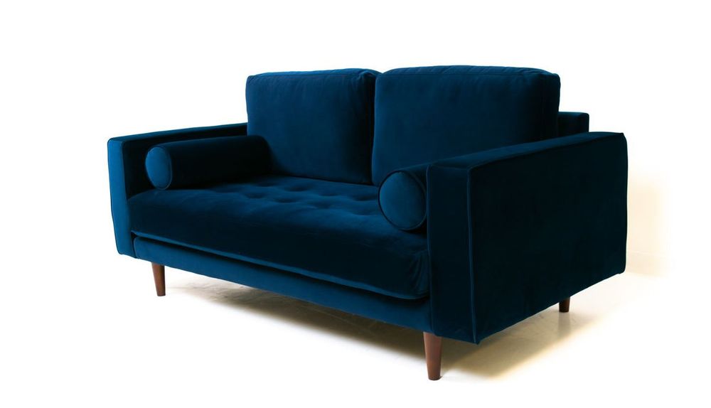 Robbie Velvet Loveseat-Midnight Blue