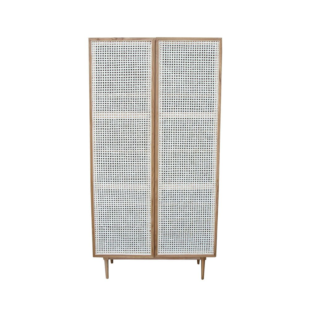 Cane Bookcase With Full Doors