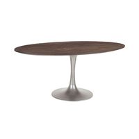 Aspen Oval Dining Table with Silver Base - Vinegar Matte