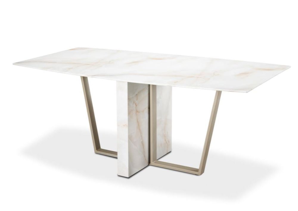 Apollo Marble Look Glass Dining Table