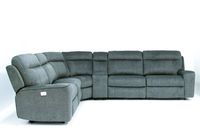 CHARLESTON FABRIC POWER RECLINING 6 PIECE SECTIONAL- GREY