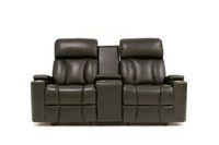 Aviator Leather Gel Power Recliner Console Loveseat - Black