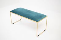 Ritz Bench Gold Legs Teal Velvet