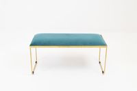 Ritz Bench Gold Legs Teal Velvet