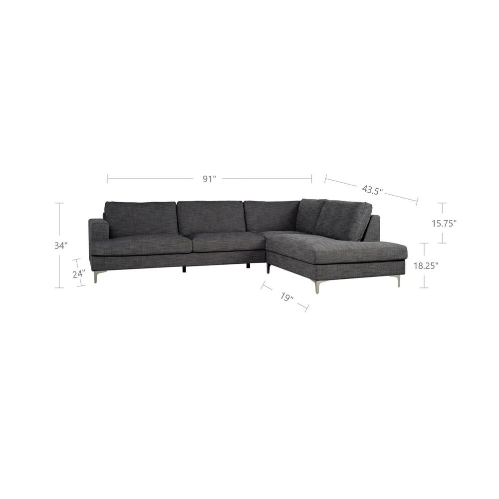 Feather Right Sectional - Charcoal Linen