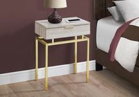 ACCENT TABLE - 24"H / BEIGE MARBLE / GOLD METAL  - I 3463