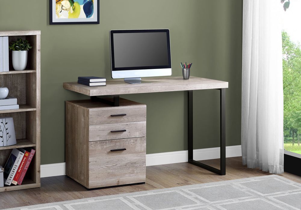 COMPUTER DESK - 48"L / TAUPE RECLAIMED WOOD / BLACK METAL - I 7410