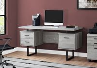 COMPUTER DESK - 60"L / GREY RECLAIMED WOOD / BLACK METAL - I 7417