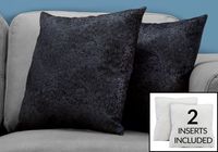 PILLOW - 18"X 18" / BLACK FEATHERED VELVET / 2PCS - I 9333