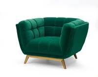 Yaletown Mid Century Tufted Fabric Accent Chair Gold Legs -Emerald  #23