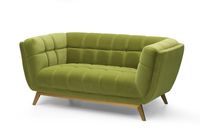 Yaletown Mid Century Tufted fabric Loveseat Golden Legs- Velvet Moss Green #14