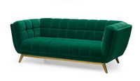 Yaletown Mid Century Tufted Fabric Sofa  With Golden Legs- Emerald #23