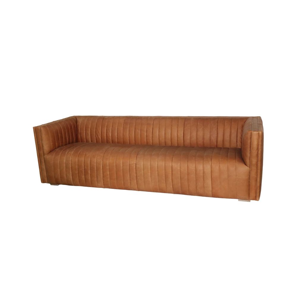 Channel Sofa - Camel Brown Leather