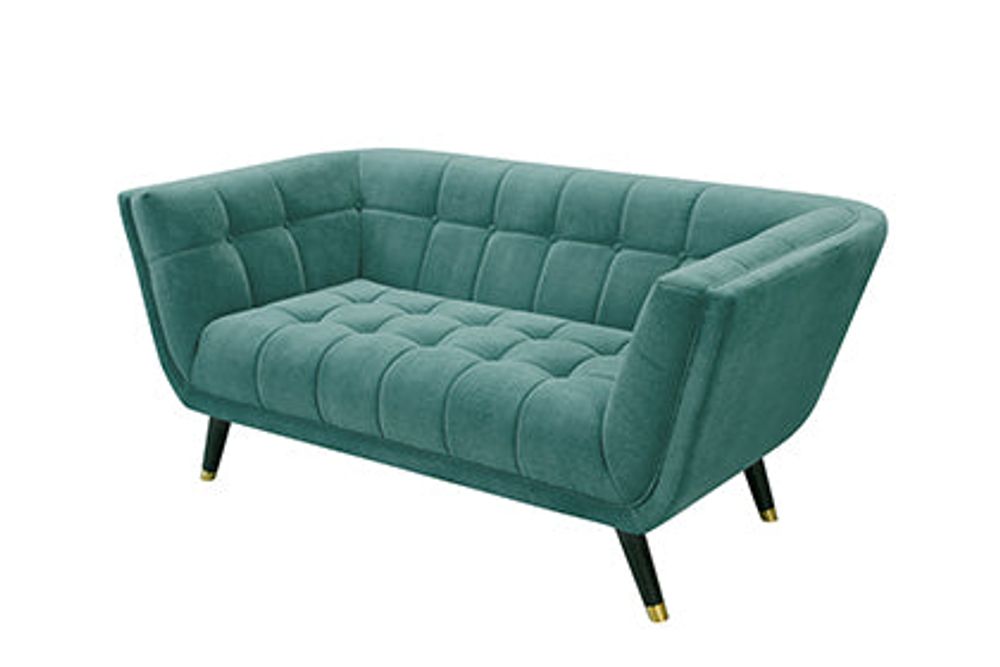 Arca Mid Century Velvet  Loveseat -Jade Green