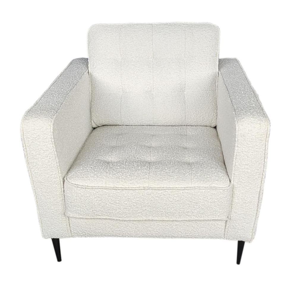 Lucas Mid Century Fabric Chair - Mina 035 White