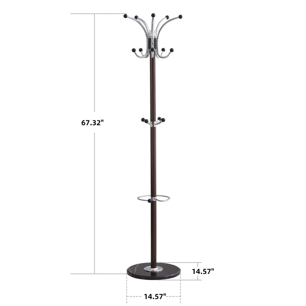 Deline Coat Rack with Marble-Brown