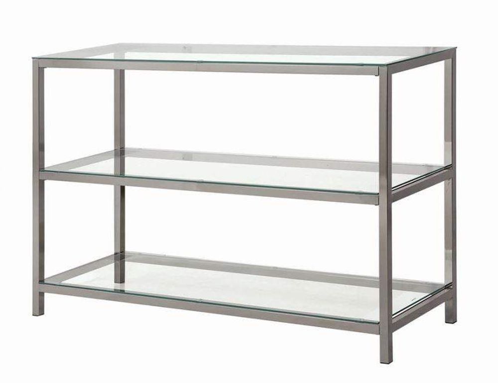 Ontario Sofa Table With Glass Shelf Black Nickel