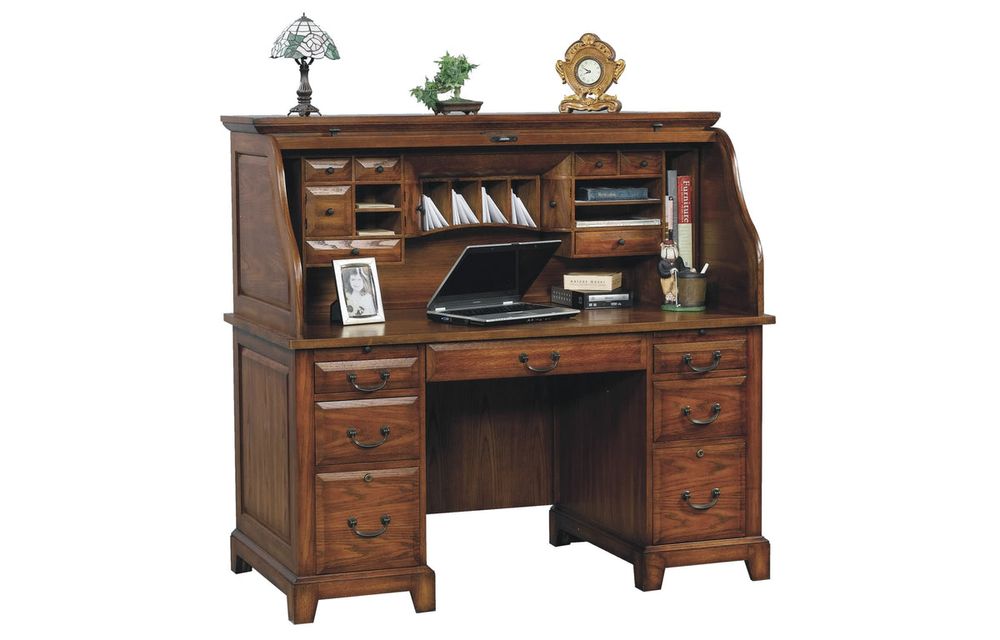 Zahara 57" Rolltop Desk Media Oak - D1-ZH257R