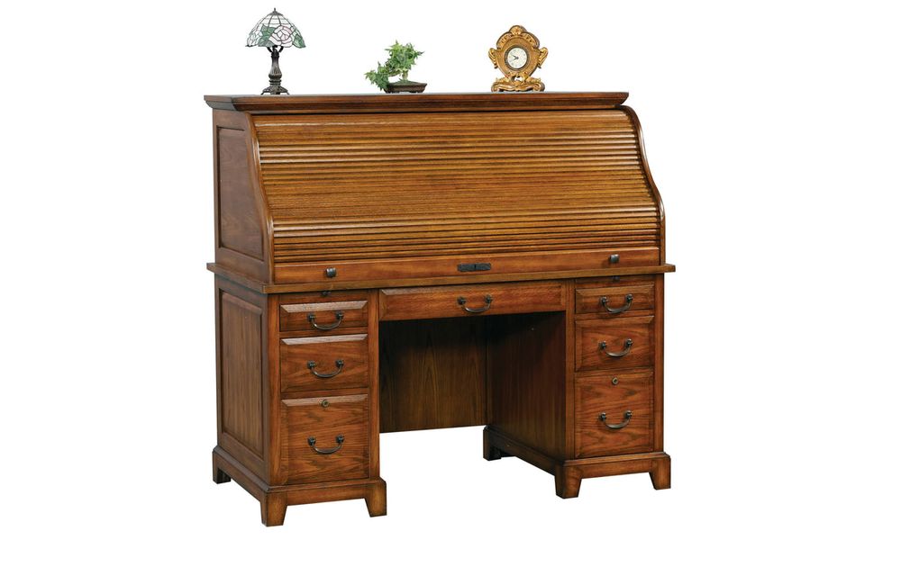 Zahara 57" Rolltop Desk Media Oak - D1-ZH257R