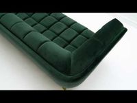 Yaletown Mid Century Tufted Fabric Sofa  With Golden Legs- Teal #19