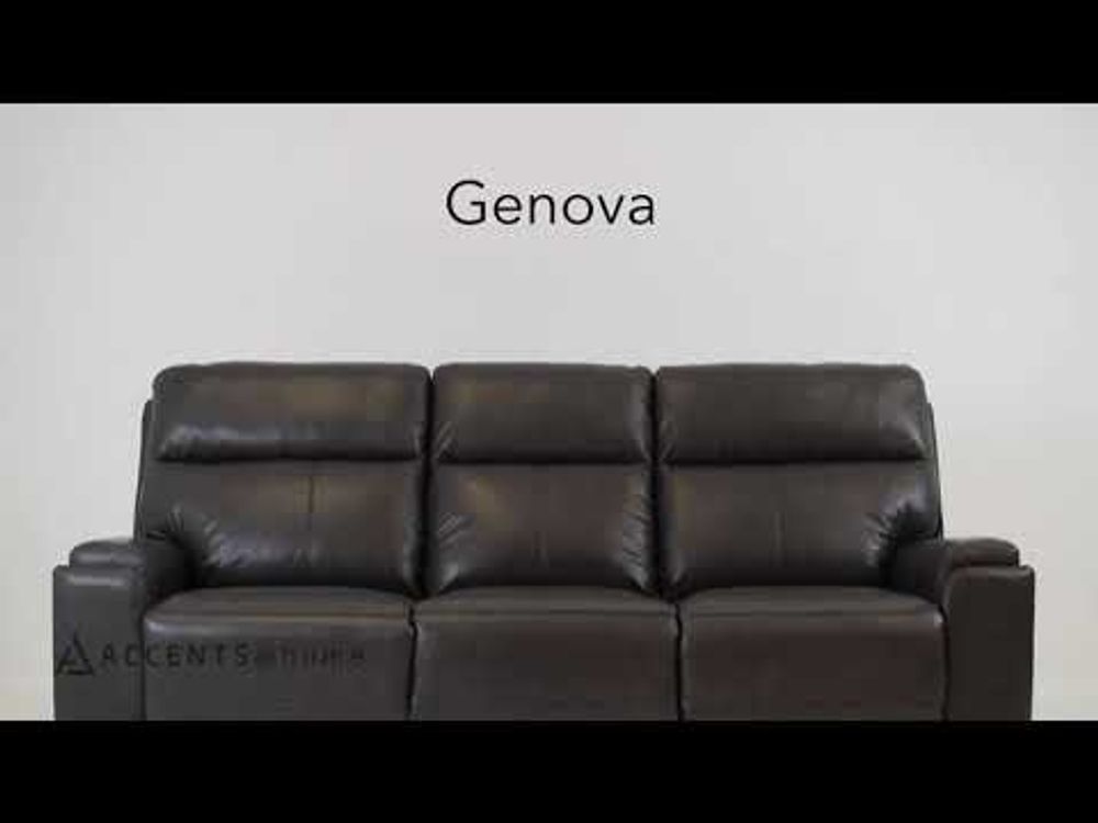 Genova Genuine Leather  Power Reclining Loveseat - Dark Grey