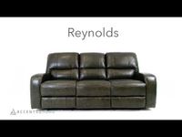 Reynolds Genuine Leather Power Reclining Sofa with Power Headrest - Grey