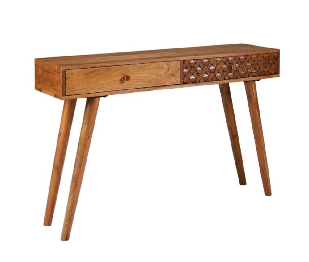 2-Drawer Console Table Natural Brown