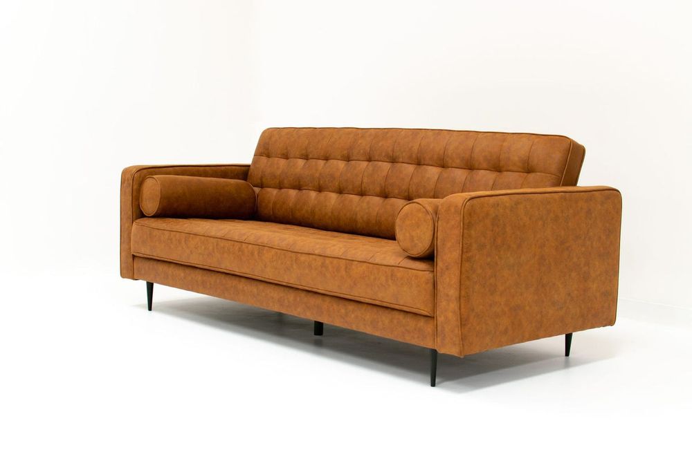 Lucas Mid Century Tufted Fabric Sofa