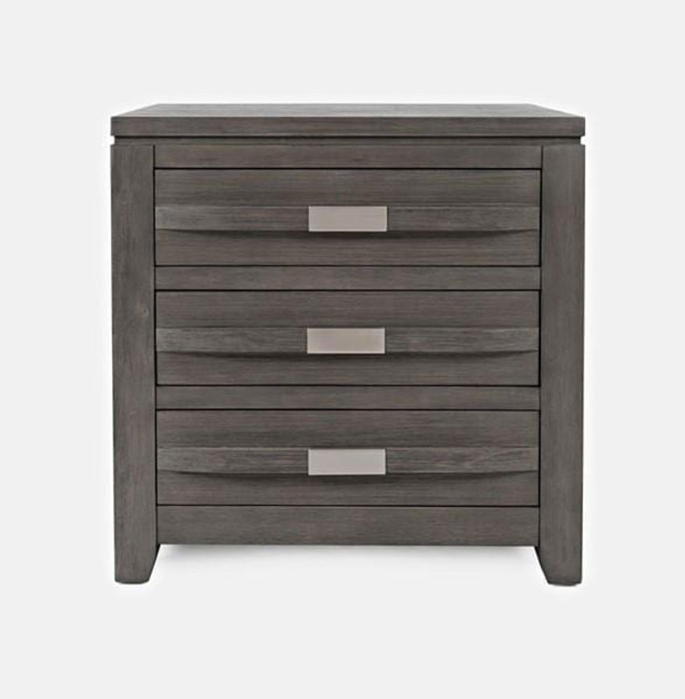 Altamonte 3 Drawer Power Nightstand - Brushed Grey