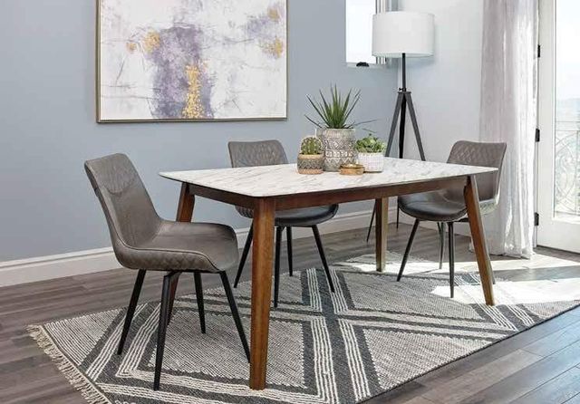 Andro Faux Marble Dining table - Natural Walnut