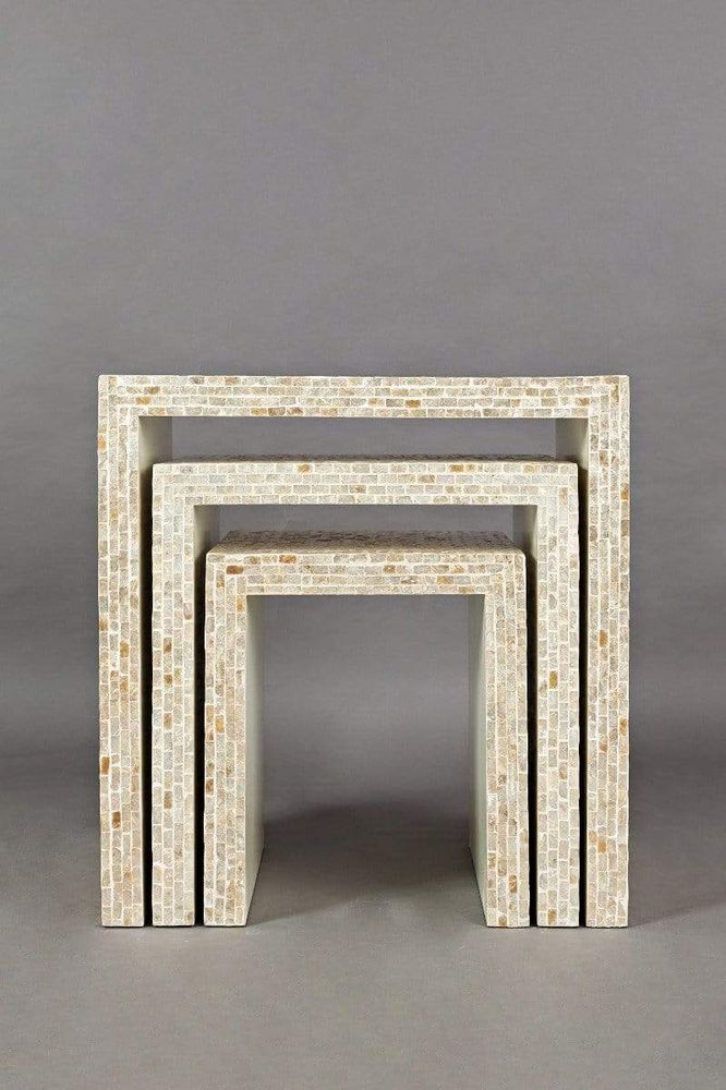 Global Archive Capiz Basket Weave Nesting Tables (Set of 3)1730-14SND