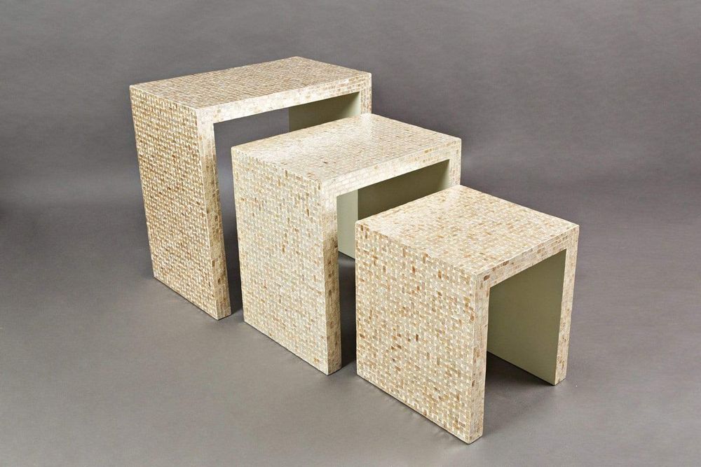 Global Archive Capiz Basket Weave Nesting Tables (Set of 3)1730-14SND