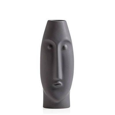 Litho 14"h Ceramic Vase Short - Matte Grey