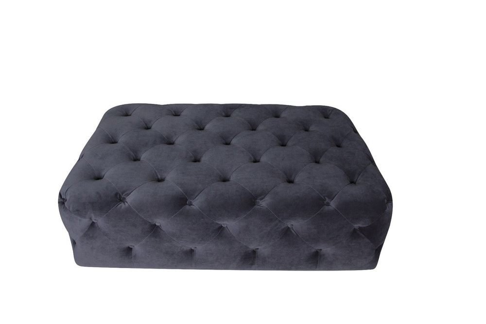 Maja Tufted Velvet Ottoman - Grey