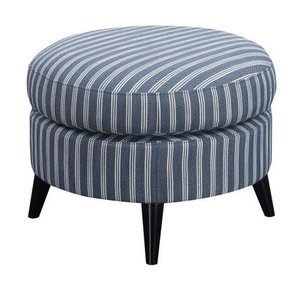 ROUND OTTOMAN BLUE STRIPE