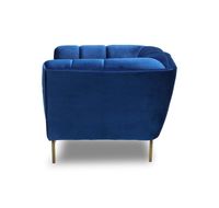 Yaletown Mid Century Tufted Fabric Accent Chair Gold Legs -Royal Blue #66