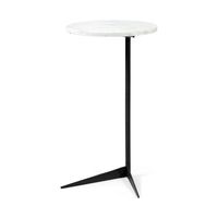 Ballatine II 15L x 15W White Marble Round Top White W/ Black Metal Base Accent Table