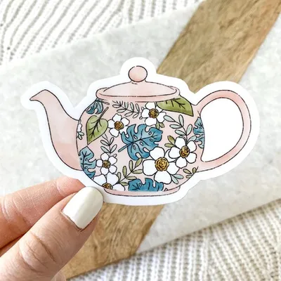 Tropical Pink Tea Cup #155 / Sticker - Elyse Breanne Design
