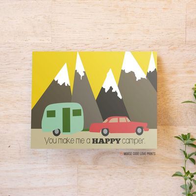 Happy Camper Card - Morse Code Love Prints