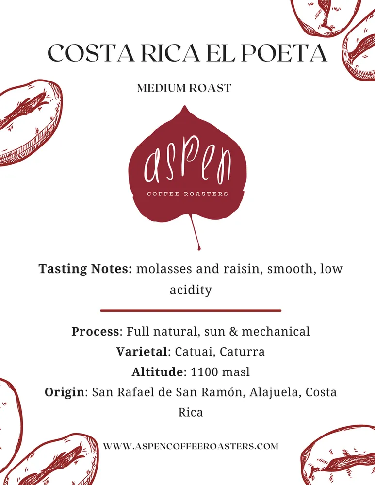Costa RIca El Poeta Coffee - Aspen Coffee Roasters