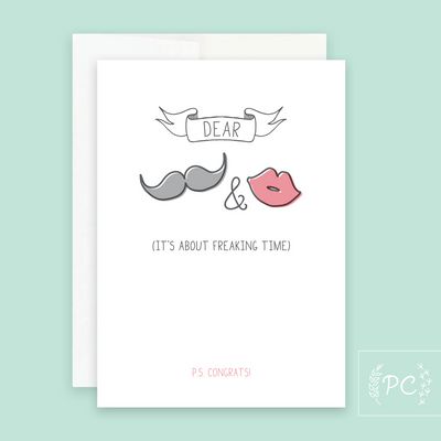 Dear Moustache & Lips Card - Prairie Chick Prints