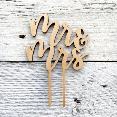 Mr & Mrs Wooden Cake Toppers - Etch'd Designs