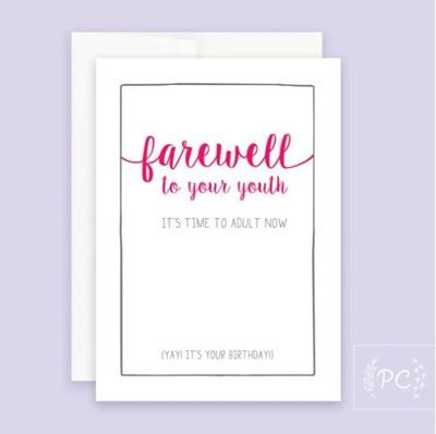 Farewell To Your Youth Card - Prairie Chick Prints