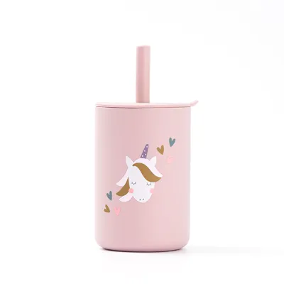 Silicone Straw Cup / Pink Mauve - The Nibble Co